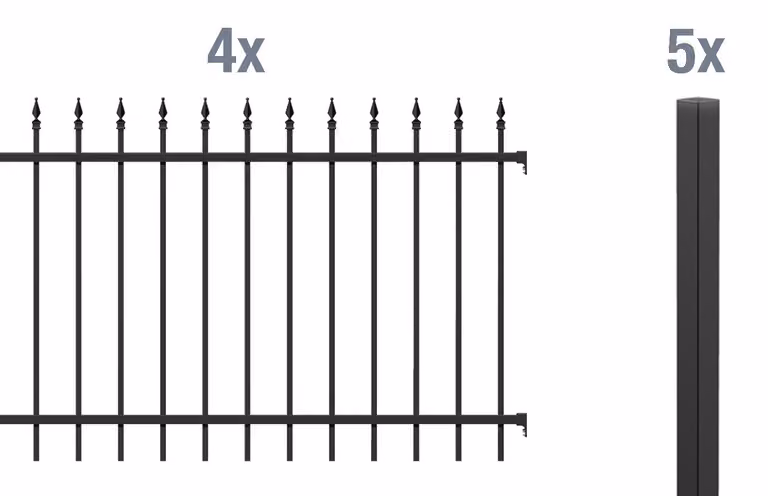 Alberts 510633, kit completo per recinzioni a picchetto, da fissare nel cemento, colore nero opaco, altezza 100 cm, lunghezza 8 metri