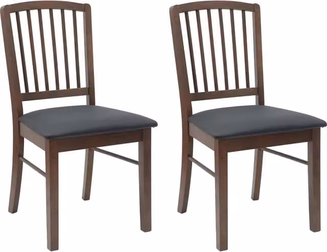 Set di 2 sedie da pranzo moderne in legno di gomma color marrone, L: 50 cm, P: 52,5 cm, H: 91 cm – 1