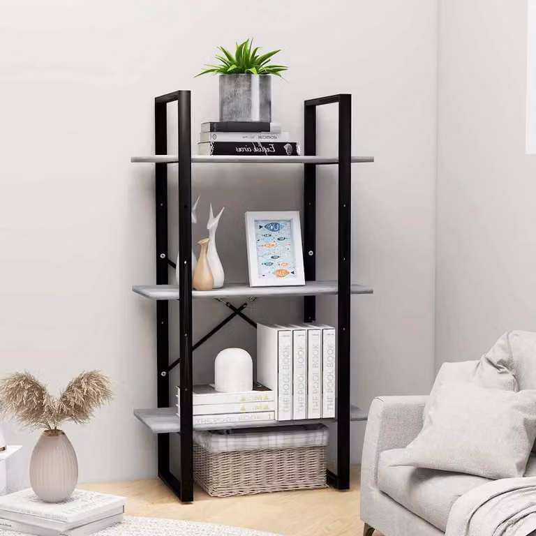 Scaffale Industrial in Legno e Metallo Grigio vidaXL L: 60 cm, P: 30 cm, H: 105 cm