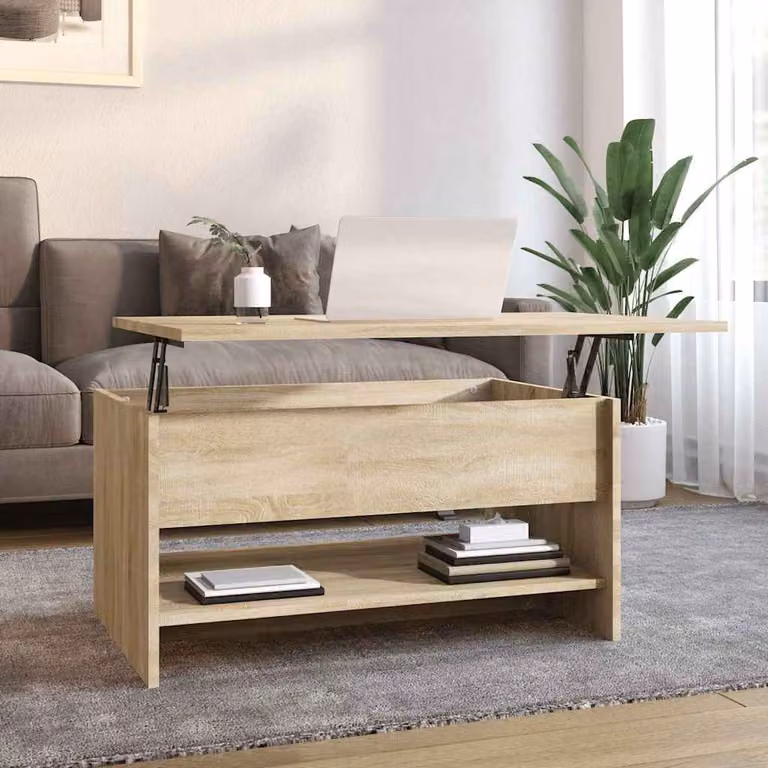 vidaXL Tavolino da Salotto Moderno in Legno Rovere, L 80 x P 50 x H 40 cm