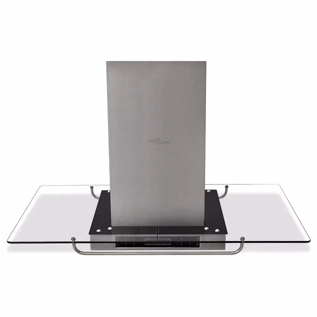 Cappa da cucina a isola vidaXL in acciaio inossidabile e vetro, colore silver, con display LCD e aspirazione a carboni attivi, L/P/H: 106 x 90 x 54 cm – 2