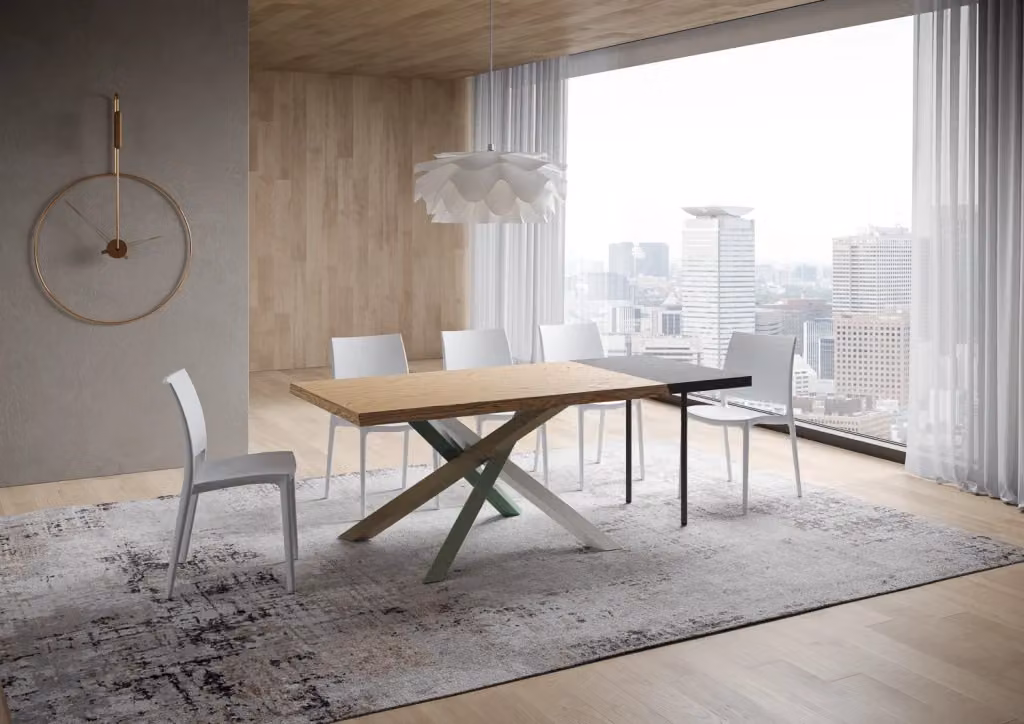 Tavolo allungabile Itamoby in rovere con gambe a X in metallo, L/P/H: 90 x 140/190 x 75 cm – 2