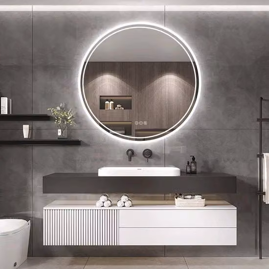 Specchio per bagno rotondo con illuminazione - 80CM - Anti-condensazione - Riscaldato - Illuminazione LED regolabile - Touchscreen