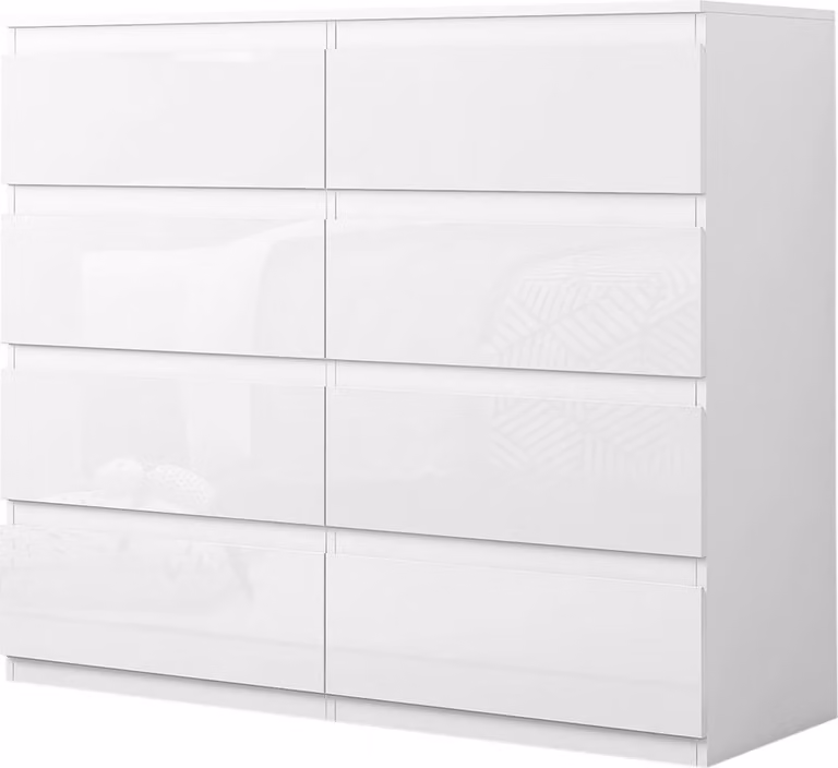Comò Kenji 8 cassetti bianco lucido