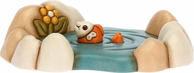 Decorazione natalizia THUN Laghetto con pesciolino in ceramica multicolore