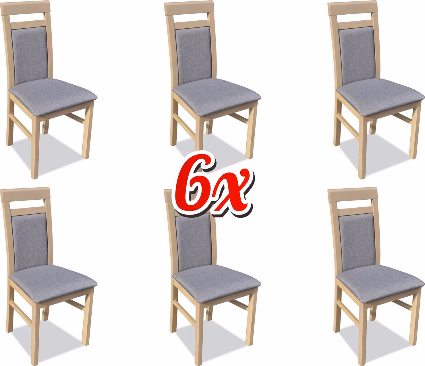 Garnitur Holz Lehn Polster Stühle Esszimmer Textil Set 6x Sessel Stuhl Gruppe
