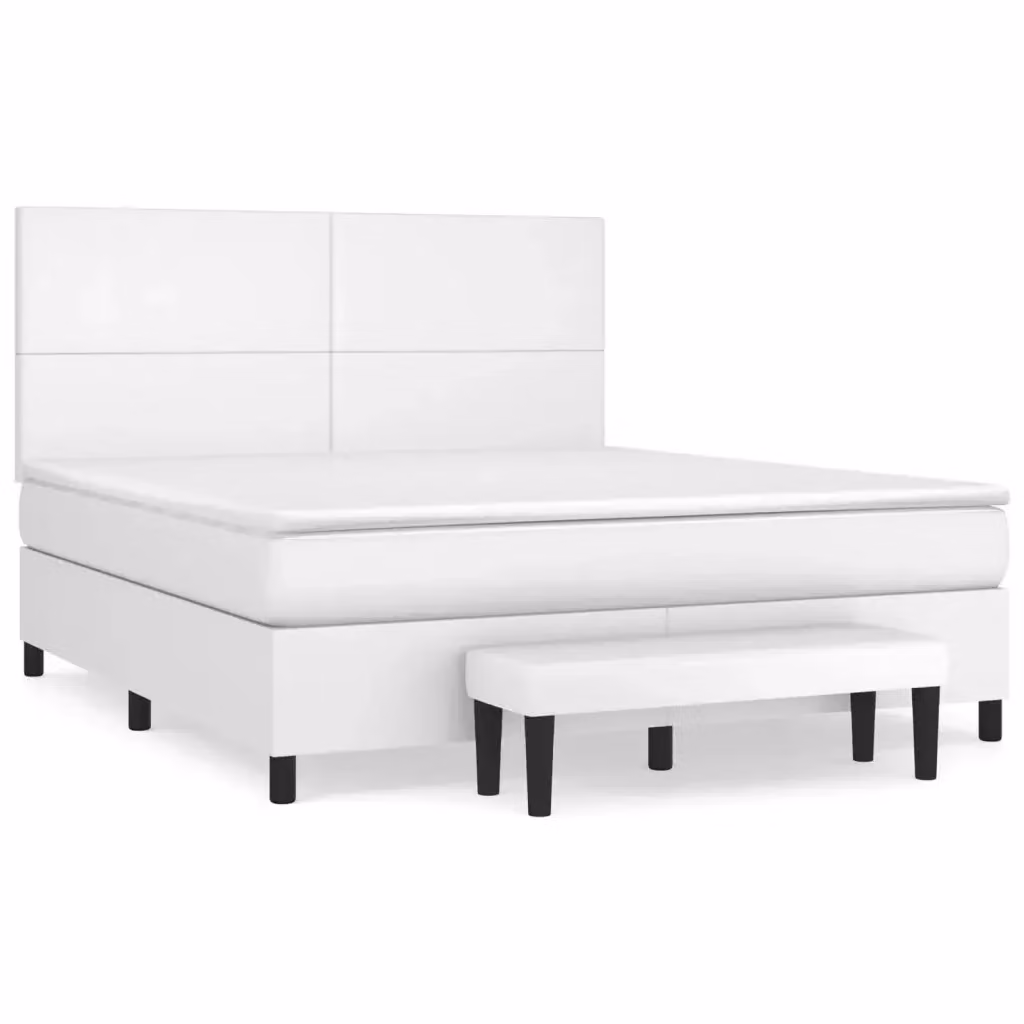 vidaXL Giroletto a Molle Ibrido con Materasso in Similpelle Bianco L/P/H: 180 x 200 x 128 cm – 2
