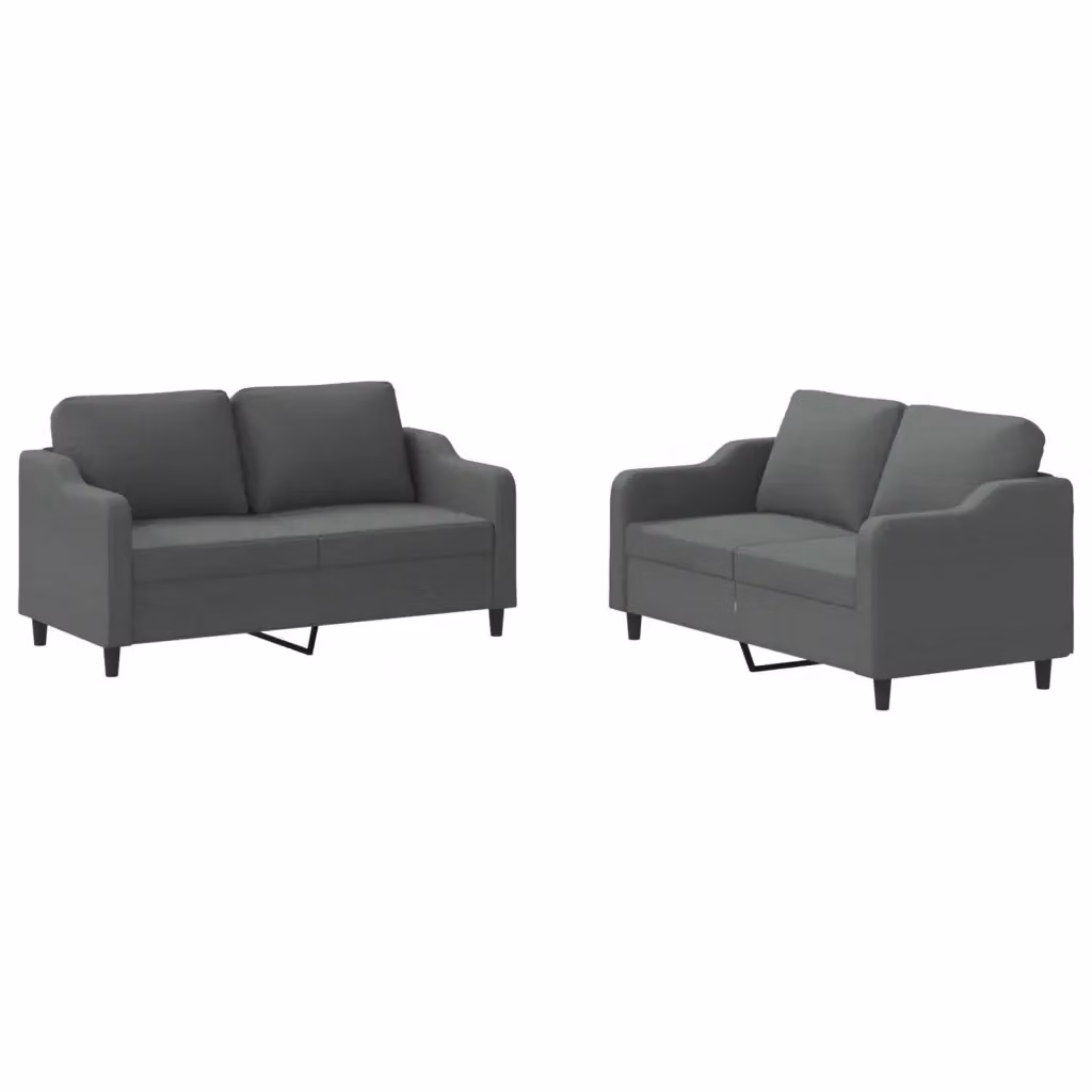 vidaXL Set di Divani 2 pz Moderno in Tessuto Grigio con Cuscini – 2