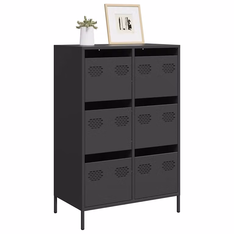 Credenza nera vidaXL in metallo per soggiorno o ufficio L: 68 cm, P: 39 cm, H: 101,5 cm
