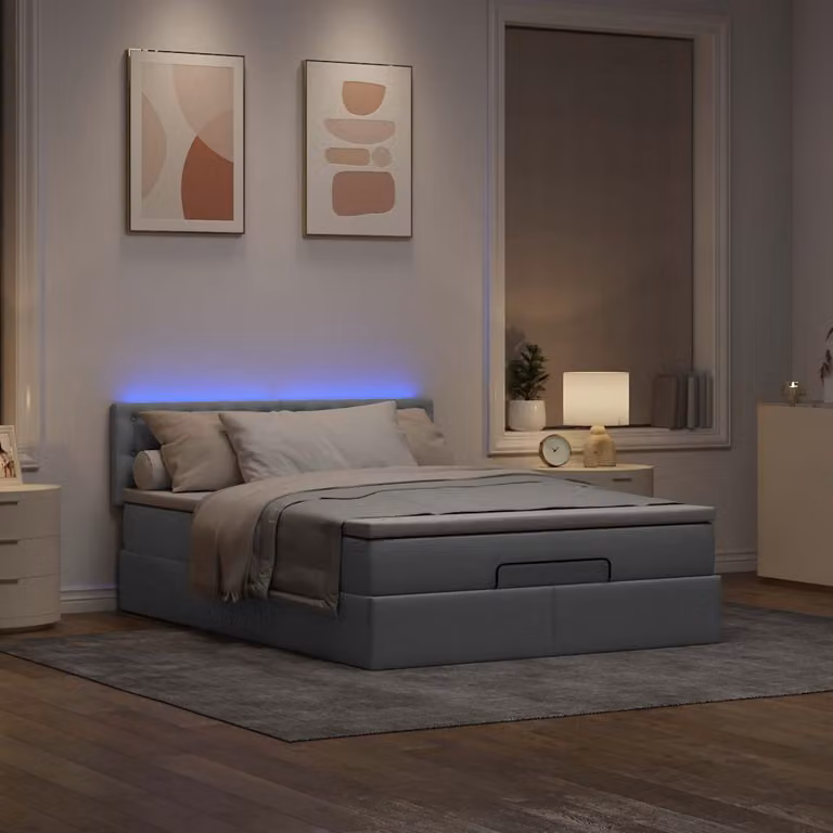 Maison Exclusive - Pouf Letto con Materasso e LED Grigio Chiaro 140x190 cm