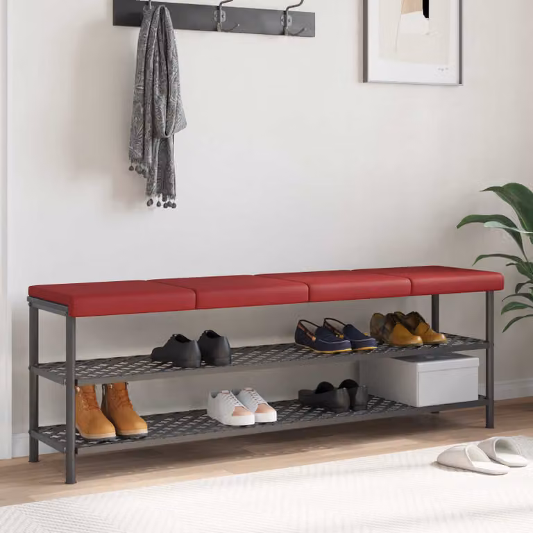 Set di 4 cuscini per panchina vidaXL in similpelle rosso, forma rettangolare con imbottitura in schiuma e base antiscivolo, L: 40 cm, P: 40 cm, H: 3,5 cm