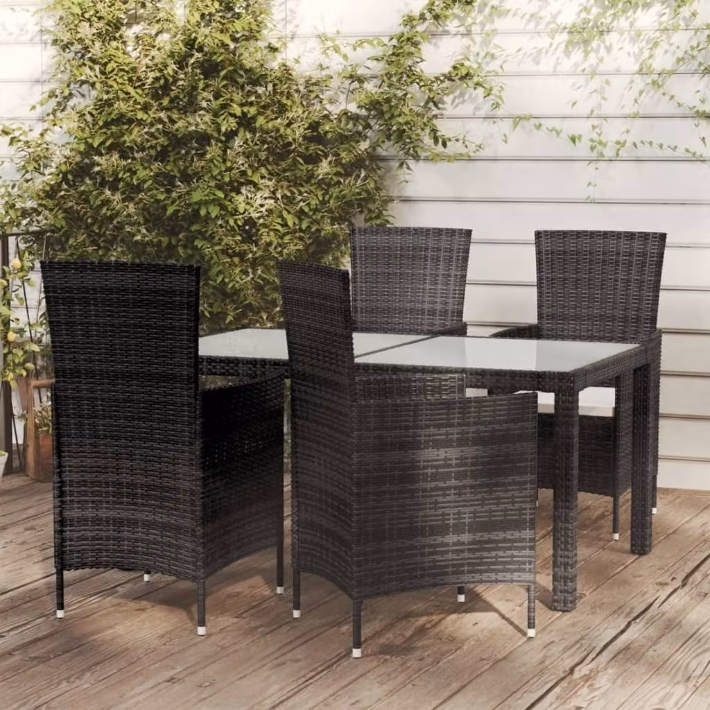Maison Exclusive - Set da pranzo da giardino a 5 pezzi con cuscini in rattan sintetico nero