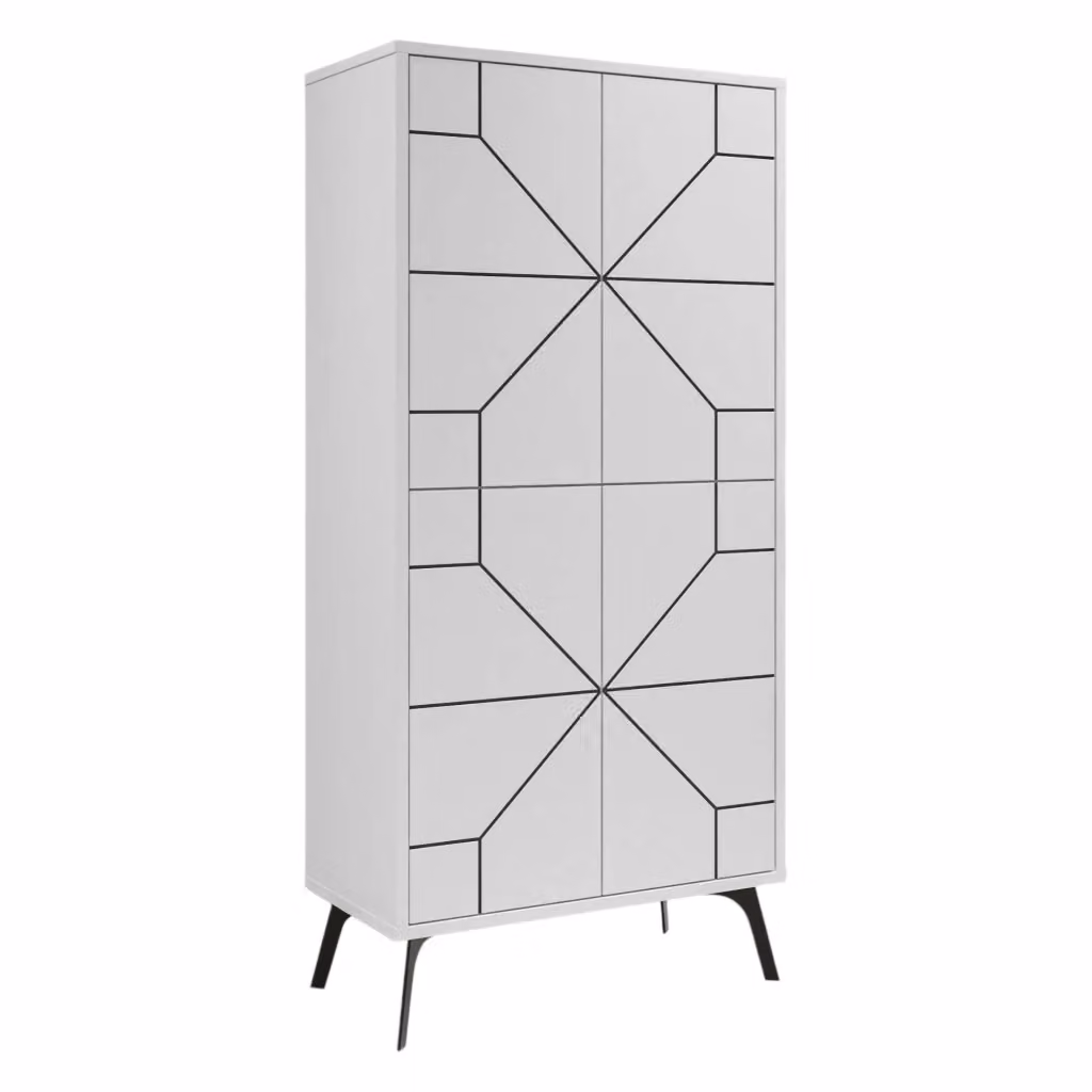 Armadio Multiuso Grande DMORA con Appendiabiti e Ripiani, Bianco Opaco, L: 63 cm, H: 136 cm – 2