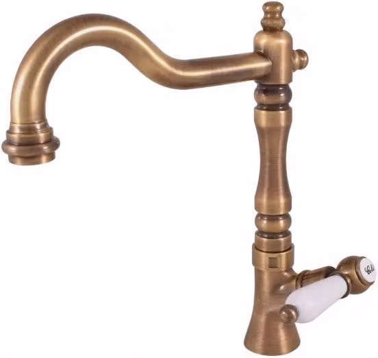 Rubinetto rubinetto in bronzo retrò con manico in ceramica