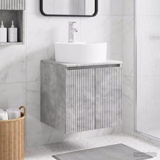 Mobile Lavabo da Parete Moderno vidaXL Grigio Opaco L/P/H: 49,5 x 44,5 x 65 cm