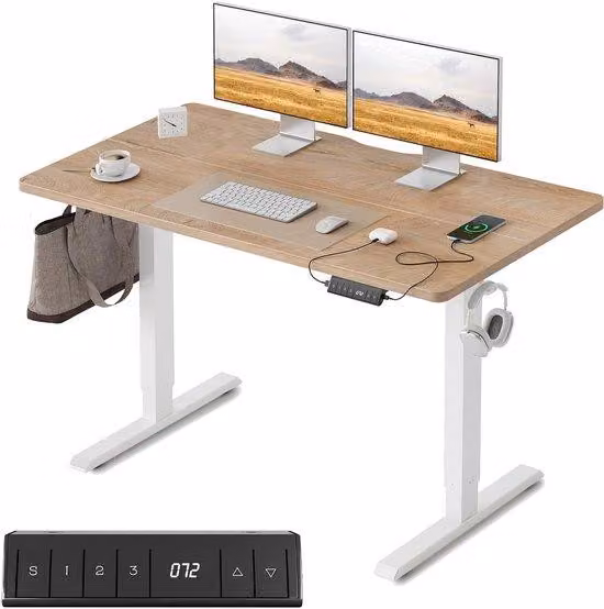 Azomor® Scrivania regolabile elettricamente per un lavoro ergonomico, regolabile in altezza da 72 a 118 cm