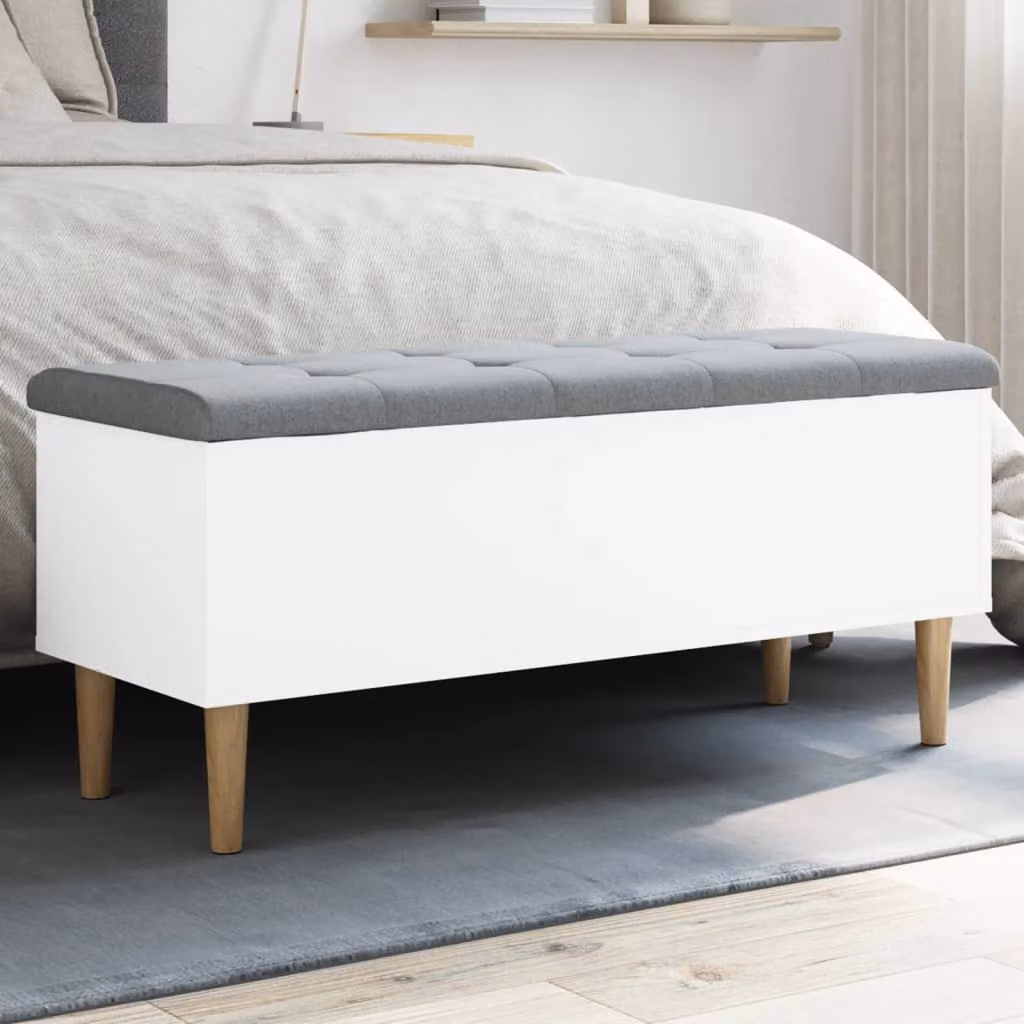 vidaXL Panca Porta Scarpe Moderna in Legno e MDF, Colore Bianco e Grigio, L/P/H: 102 x 42 x 46 cm