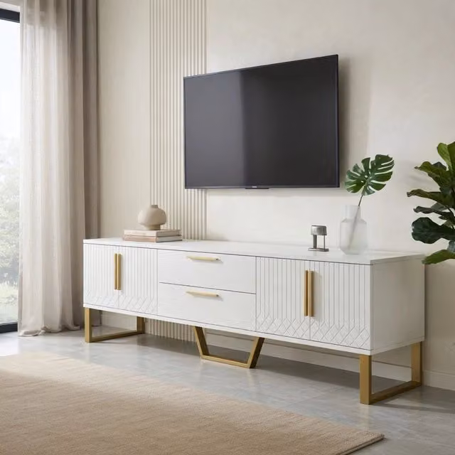 Credenza TV bianca in MDF; 170 cm