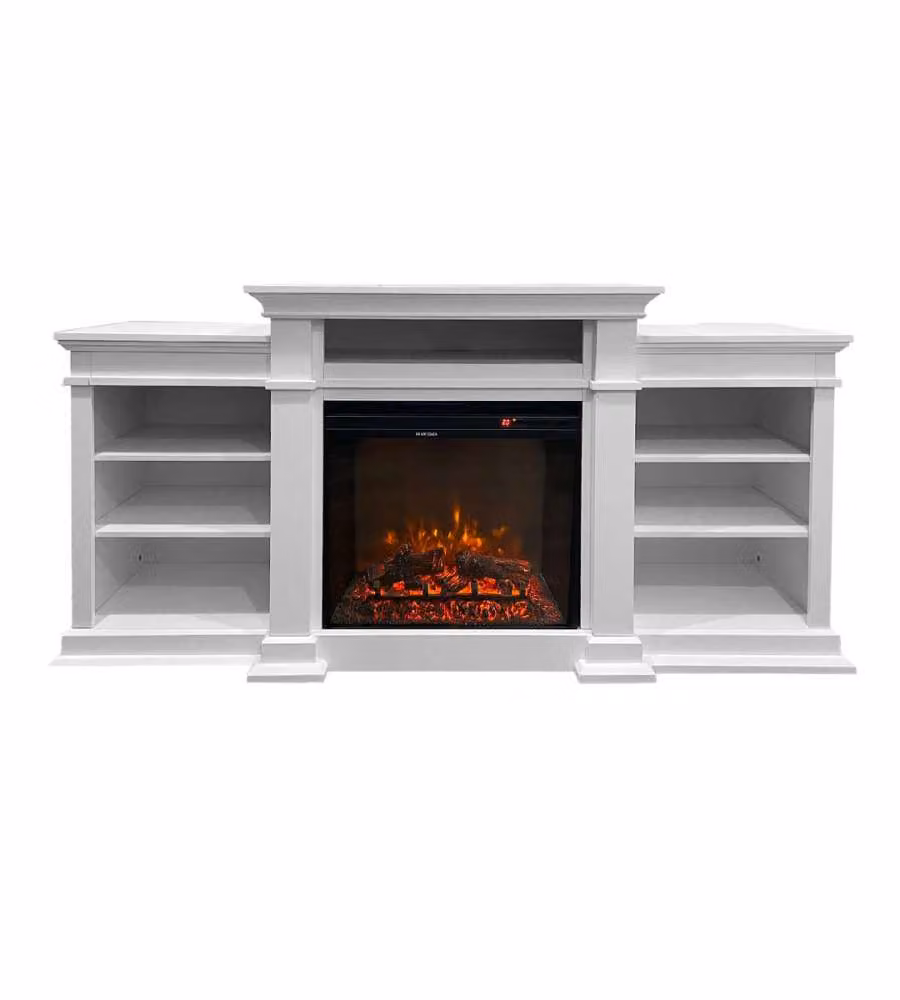 Camino elettrico da terra DIVINA FIRE BIDEN in legno Bianco L179 x P48 x H85 cm – 3
