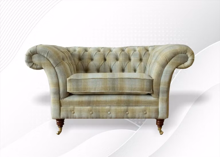 Design Chesterfield Stoff Couch Sessel 1.5 Sitzer Polster Sofas Lounge Club