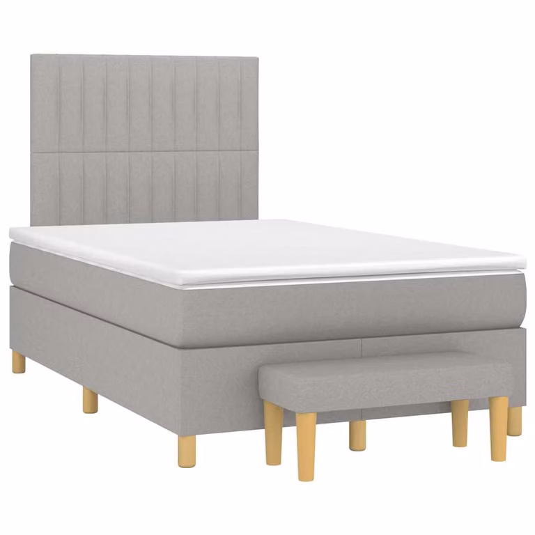 vidaXL Letto Ibrido con Giroletto a Molle e Materasso in Tessuto Grigio e Bianco L/P/H: 200 x 120 x 193 cm