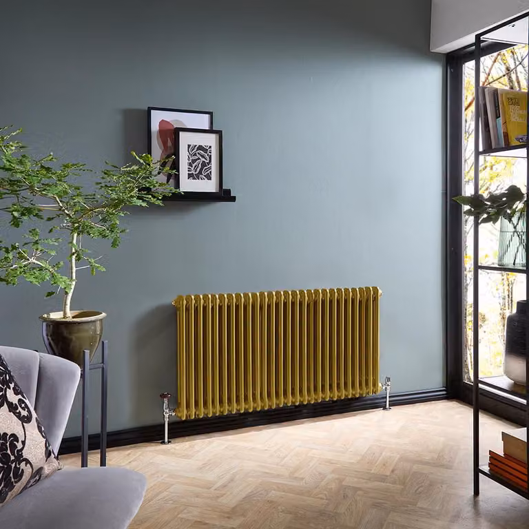 Radiatore Tradizionale a Doppia Colonna Orizzontale - Oro Metallizzato - 600mm x 1190mm - Regent