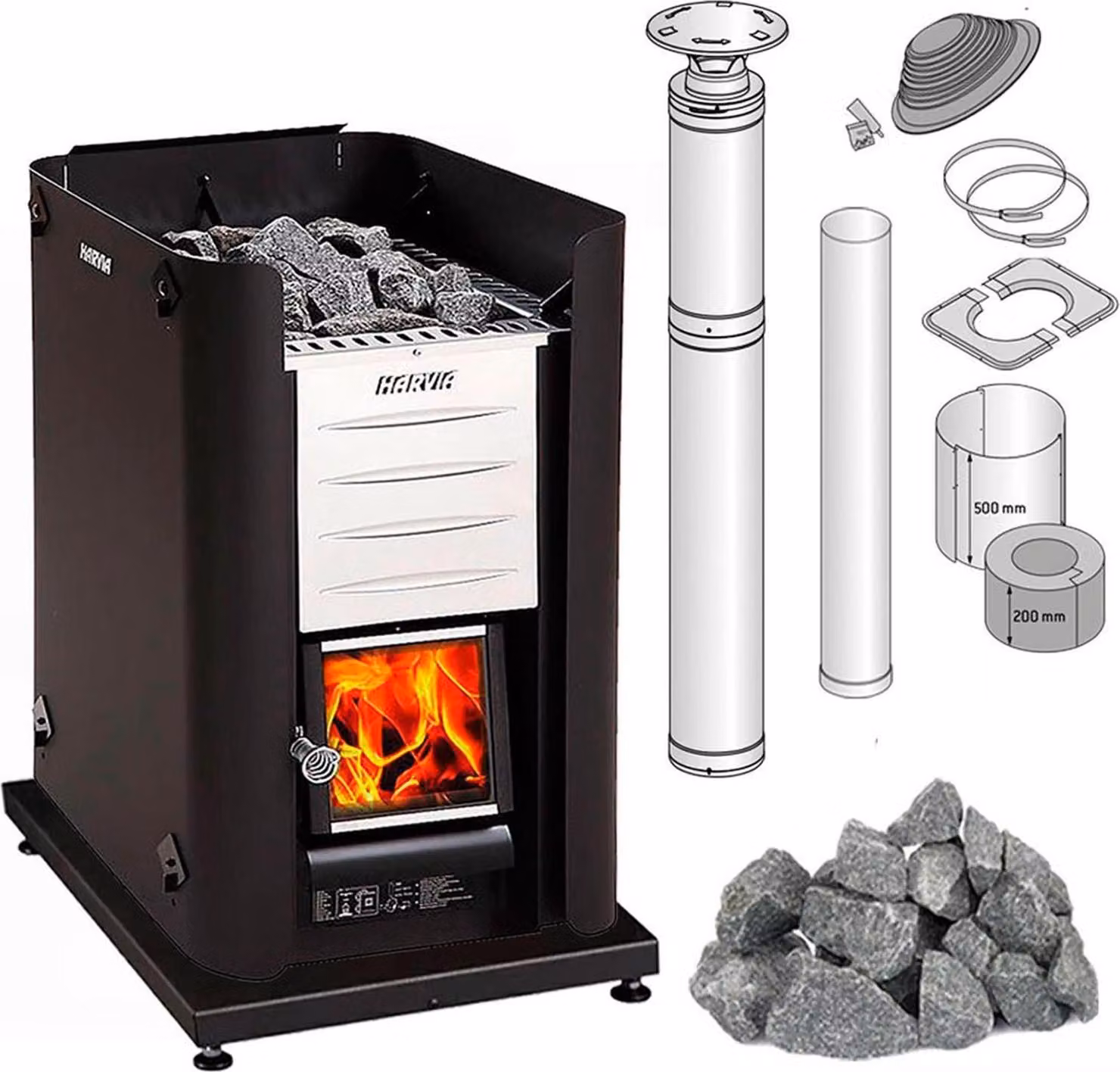 Riscaldatore per sauna Harvia 20 Pro Germany Set Incl. protezione, pietre e sistema camino
