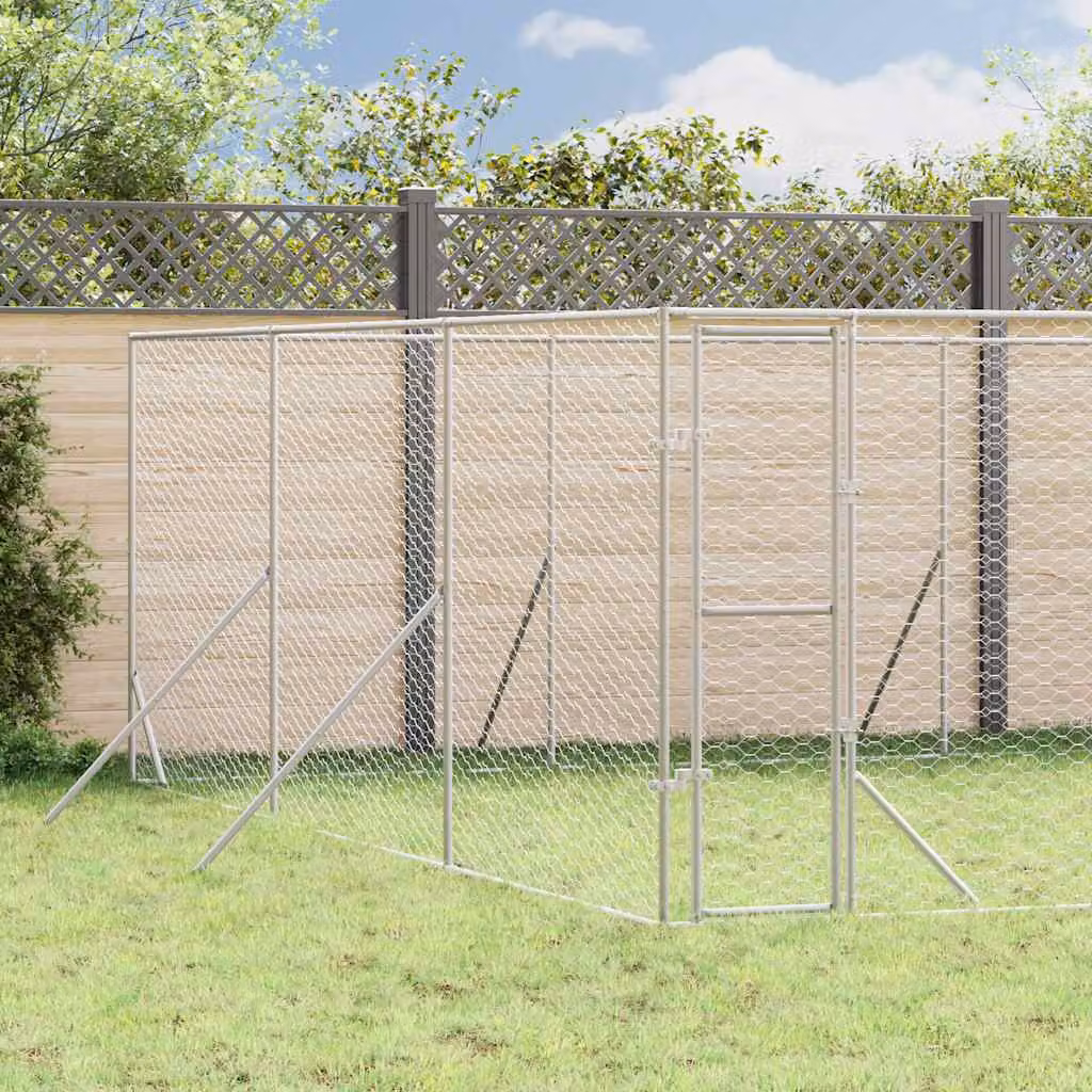 Cuccia per cani da esterno vidaXL in acciaio zincato argento L: 6 m, P: 6 m, H: 2 m