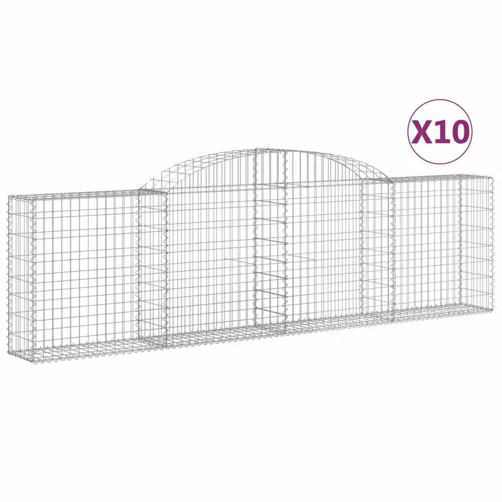 Set di 10 Cesti Gabbioni ad Arco Videx in Acciaio Zincato Argento L: 300 cm, P: 30 cm, H: 80/100 cm – 2