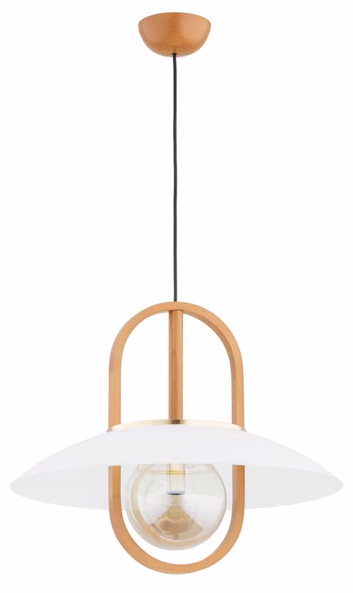 Lampada a sospensione MARGO, legno chiaro e bianco, 1xE27x15W, legno, dimensioni: 90x47x47 cm, IP20, Alfa