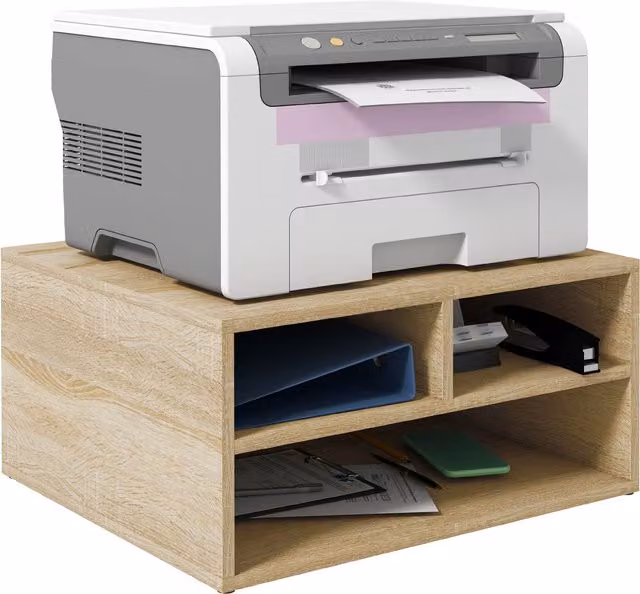 Organizzatore da scrivania HOMCOM effetto legno marrone con 3 scomparti e supporto stampante L 47 cm, P 40 cm, H 22,5 cm