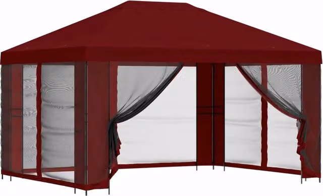 Gazebo | Pergolato da giardino con pareti laterali 4 ¡Á 3 m Borgogna