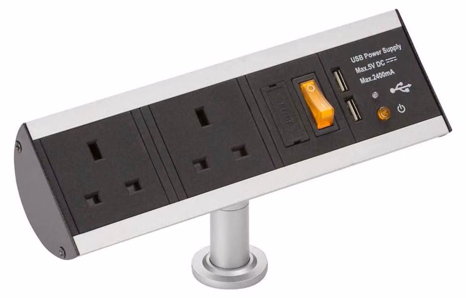 Stazione di ricarica verticale, doppia presa con USB, colore nero, 1 unità