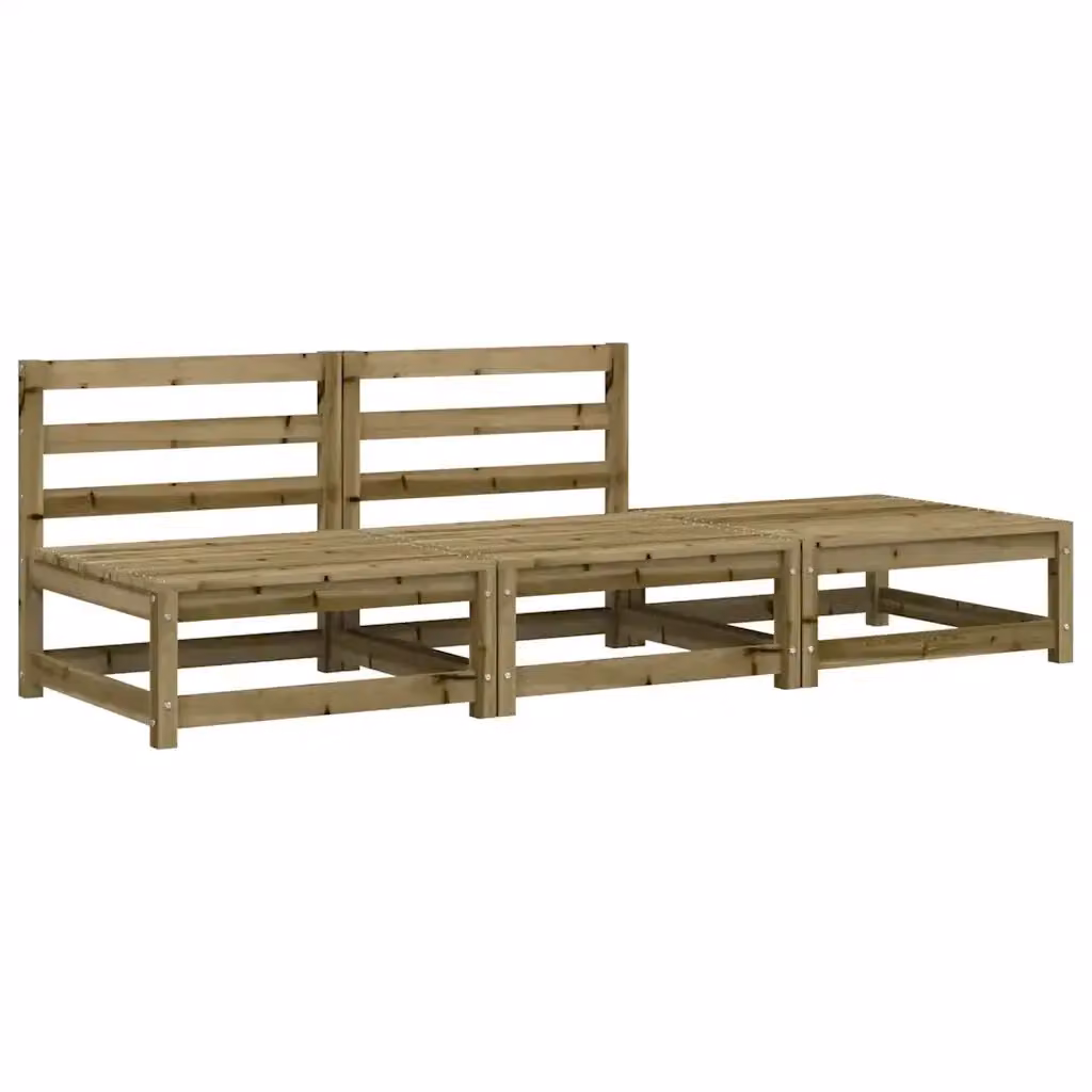 vidaXL Divano da Giardino in Legno di Pino Trattato Marrone con Poggiapiedi e Cuscini – 2