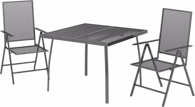 Set da pranzo da giardino Outsunny in acciaio antracite opaco, 3 pezzi