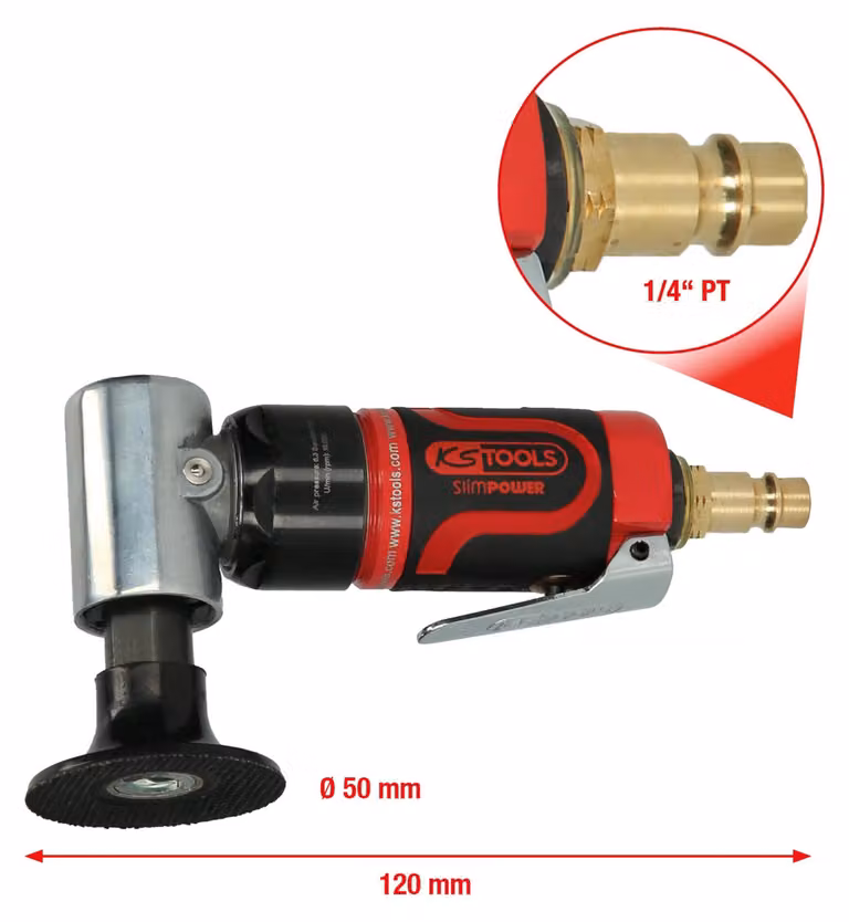 KS Tools SlimPOWER mini levigatrice pneumatica per tamponi grandi, 19000 giri/min