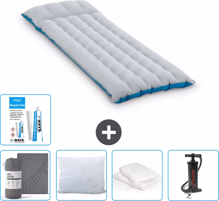 Materassino da campeggio Intex - 1 persona - 67 x 184 x 17 cm - blu - include lenzuolo - bacio - pompa - kit di riparazione e protezione per il cuscino