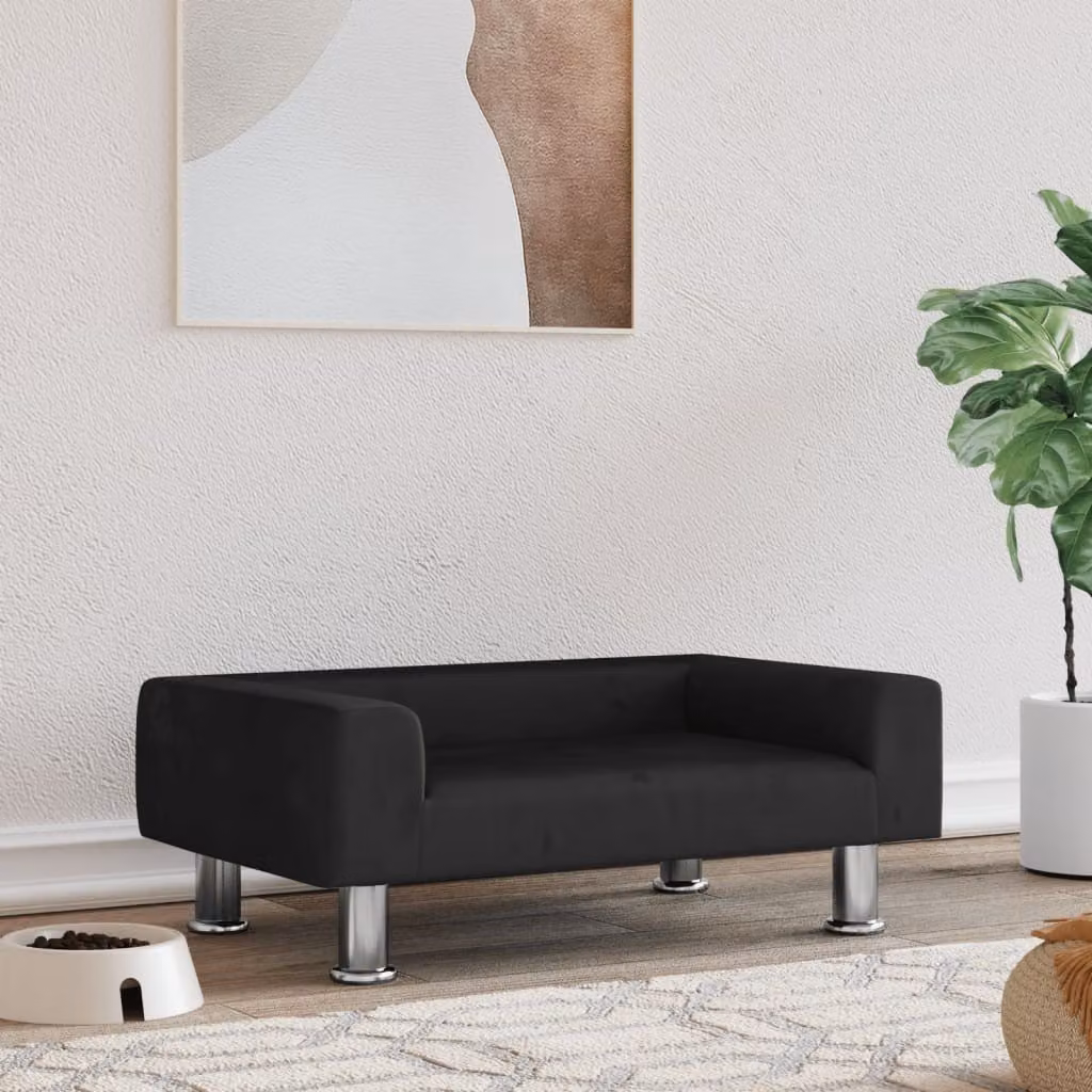 The Living Store Letto per cani nero 70x45x26,5 cm in velluto
