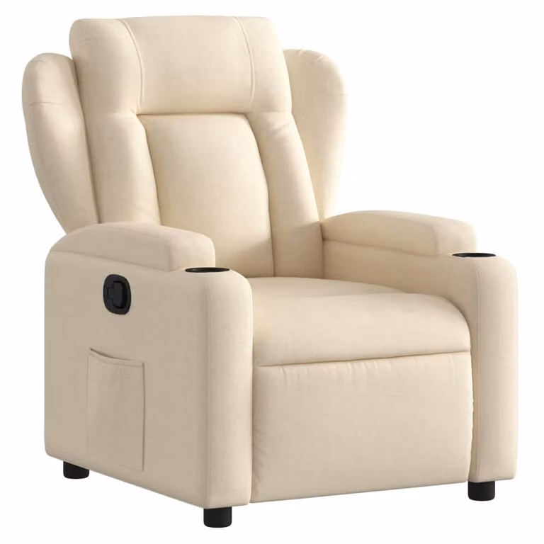 Poltrona reclinabile in tessuto color crema