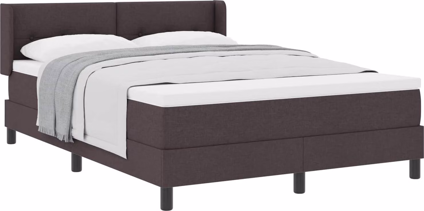 Letto a molle con testiera Marrone Scuro 200 x 140 cm Tessuto