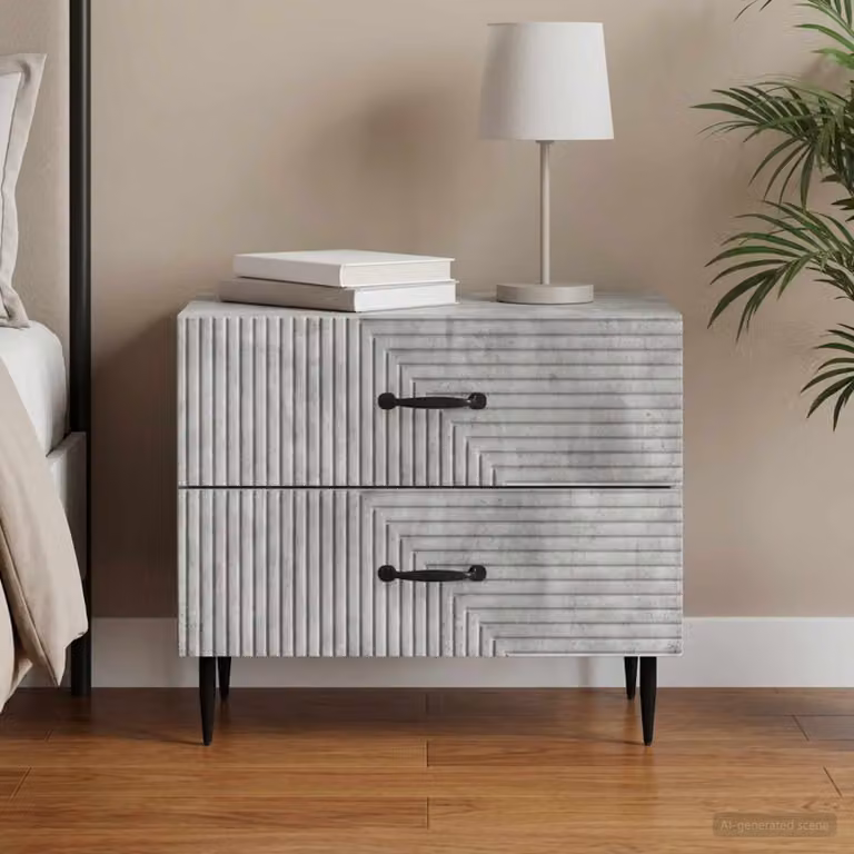 Armadio da Notte Moderno vidaXL Grigio Cemento L: 62 cm, P: 34,5 cm, H: 47,5 cm