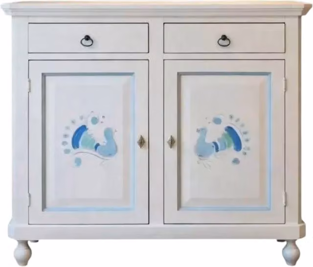 Madia credenza shabby chic in legno con 2 porte bianco Mobili 2G L/P/H: 103 x 43 x 98 cm – 1