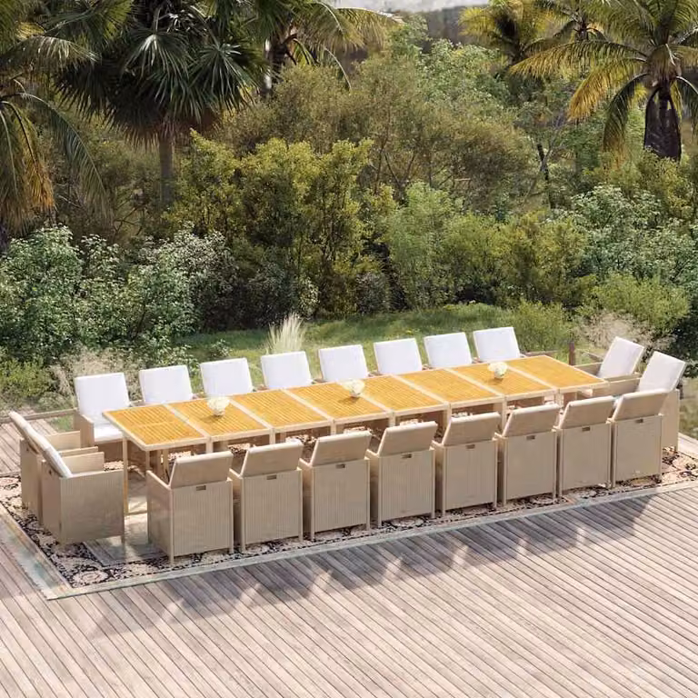 vidaXL Set da Pranzo per Giardino da 21 Pezzi in Polyrattan e Legno di Acacia Beige e Bianco