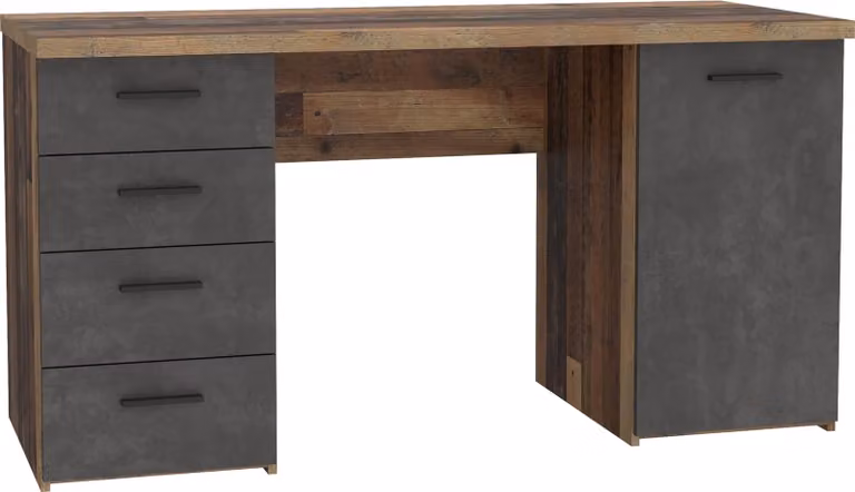 Scrivania Scrivania per ufficio Scrivania per computer Scrivania per computer portatile Mobili per ufficio "Balu I" Legno vecchio Aspetto vintage/cemento Grigio scuro