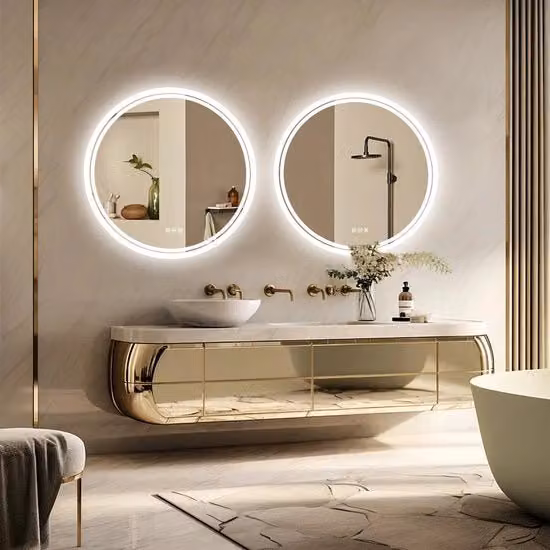 Specchio Bagno a LED - Circolare - Illuminato - Montaggio a Parete - Specchio Illuminato - Anti-Fog - 3 Colori - Regolabile - IP65 - Dimmabile - Luci a LED