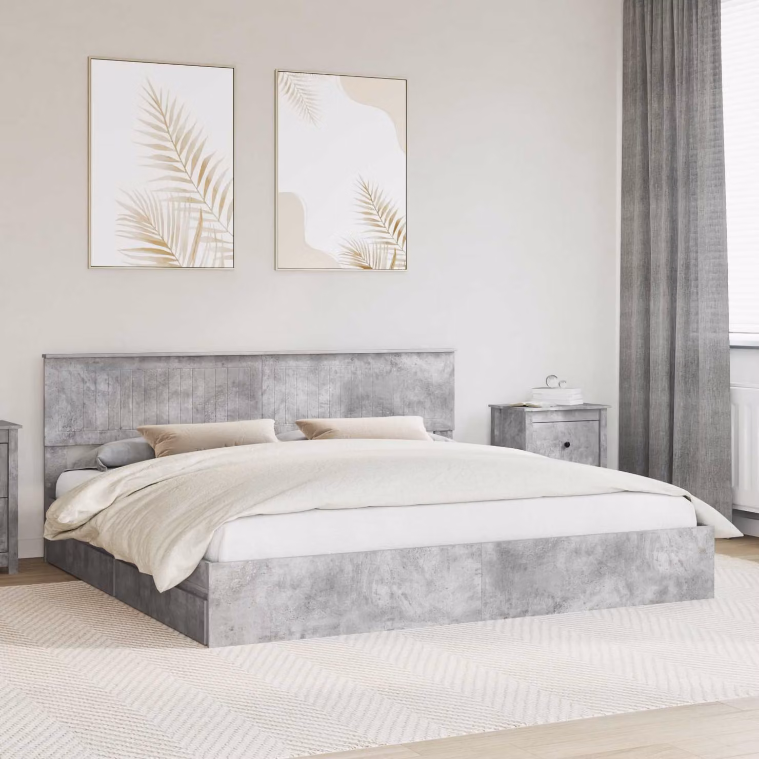 Letto con contenitore e cassetto vidaXL Grigio, L/P: 200 x 200 cm