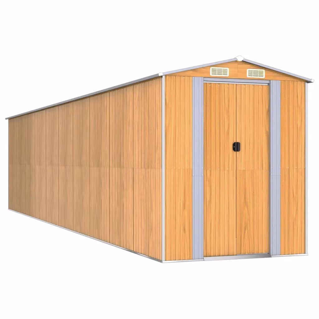 Capanno Giardino Marrone Chiaro 192x855x223 cm Acciaio Zincato