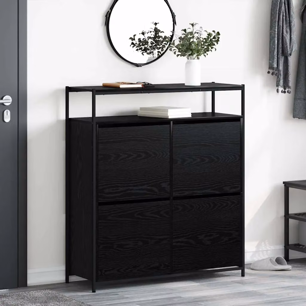Mobile porta scarpe moderno vidaXL nero con ante a battente L: 100 cm, P: 34 cm, H: 112 cm – 1