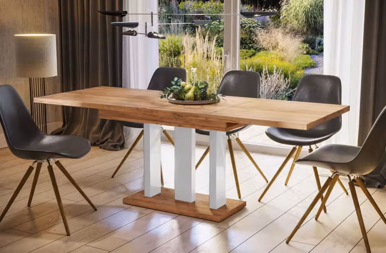 Tavolo da pranzo Endo-Moebel "Appia White" 130cm - 210cm tavolo a colonna allungabile tavolo da cucina (Oak Craft Gold)