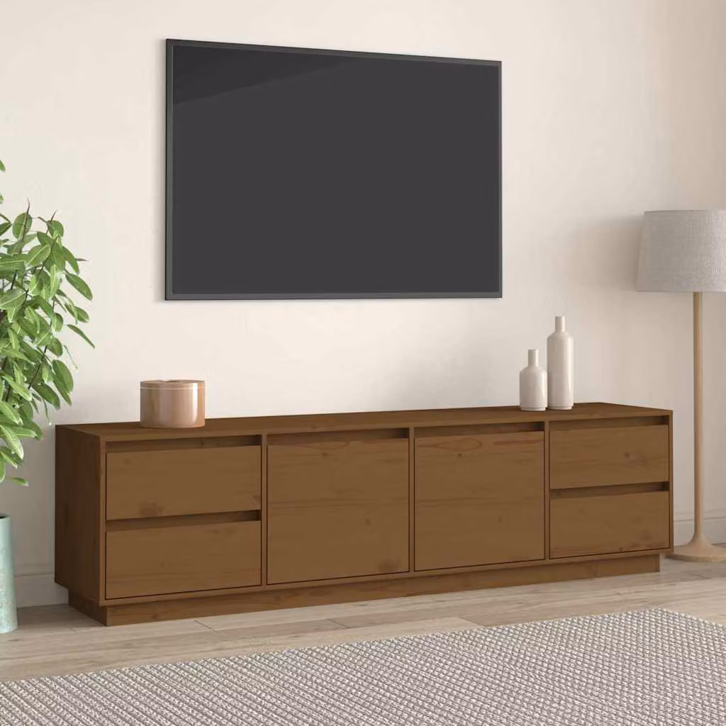 vidaXL Mobile Porta TV in Legno di Pino Marrone, L: 176 cm, P: 37 cm, H: 47,5 cm – 1